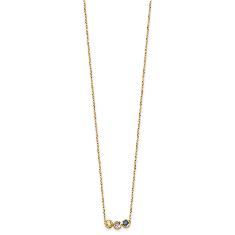 14K 3 Synthetic Birthstone Complete Family Necklace