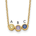 14K 3 Genuine Birthstone Complete Family Necklace
