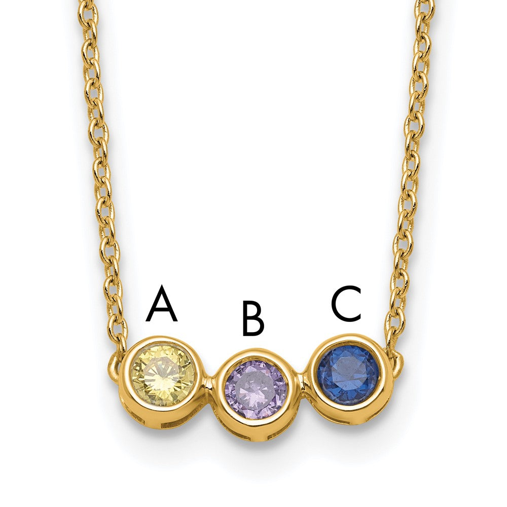14K 3 Synthetic Birthstone Complete Family Necklace