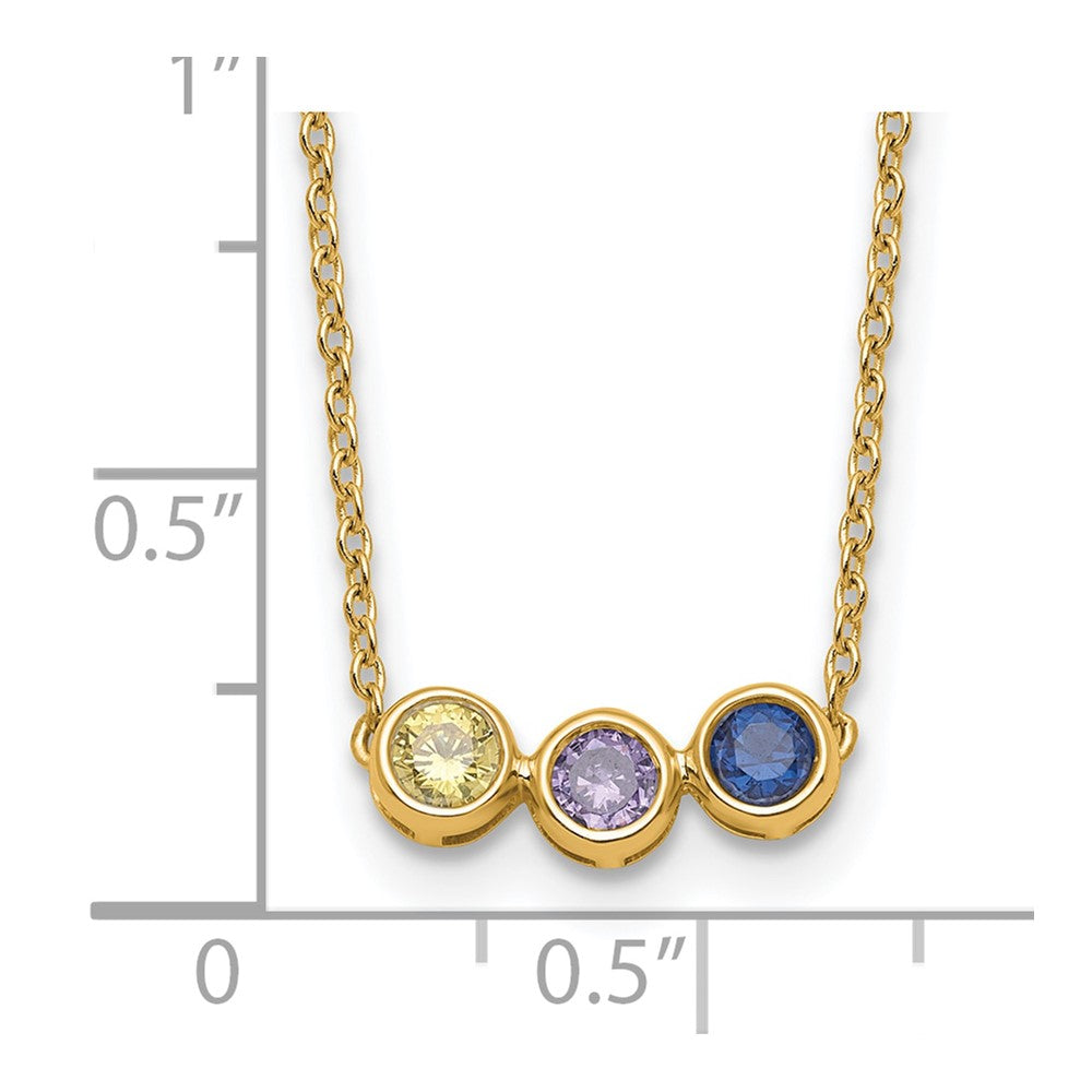 14K 3 Synthetic Birthstone Complete Family Necklace