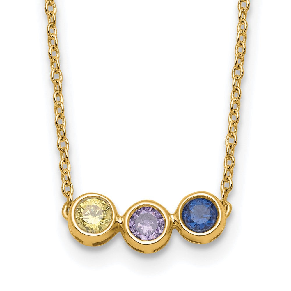 14K 3 Genuine Birthstone Complete Family Necklace