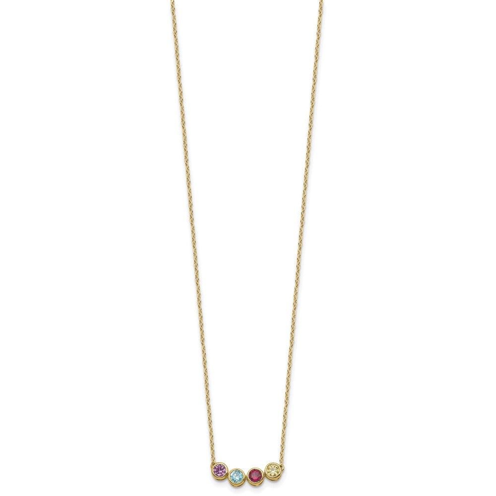 14K 4 Synthetic Birthstone Complete Family Necklace