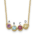 14K 4 Synthetic Birthstone Complete Family Necklace
