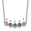 14KW 5 Synthetic Birthstone Complete Family Necklace