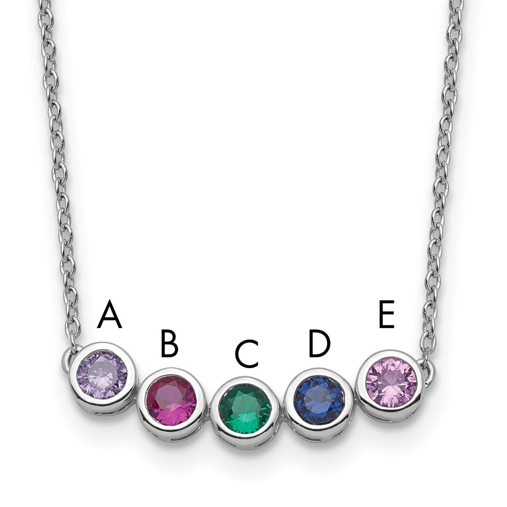 14KW 5 Genuine Birthstone Complete Family Necklace
