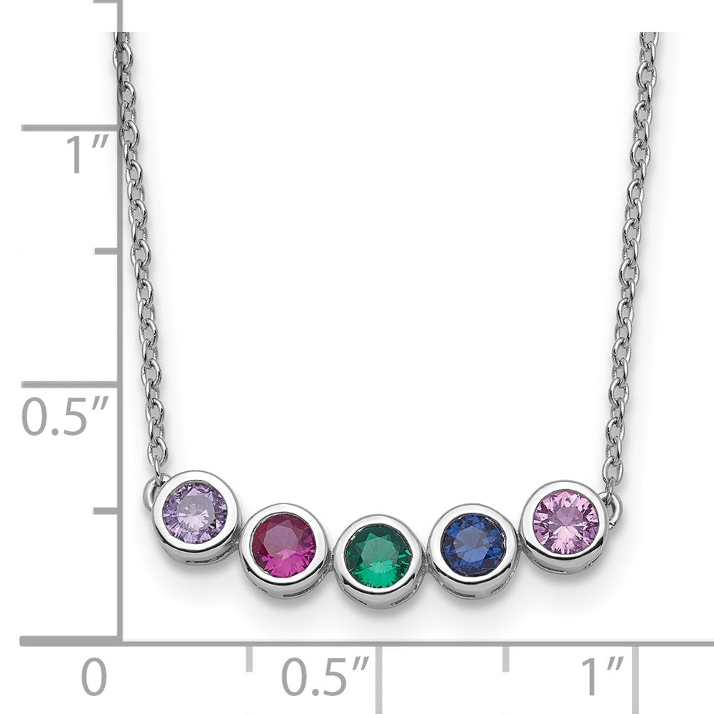 14KW 5 Genuine Birthstone Complete Family Necklace