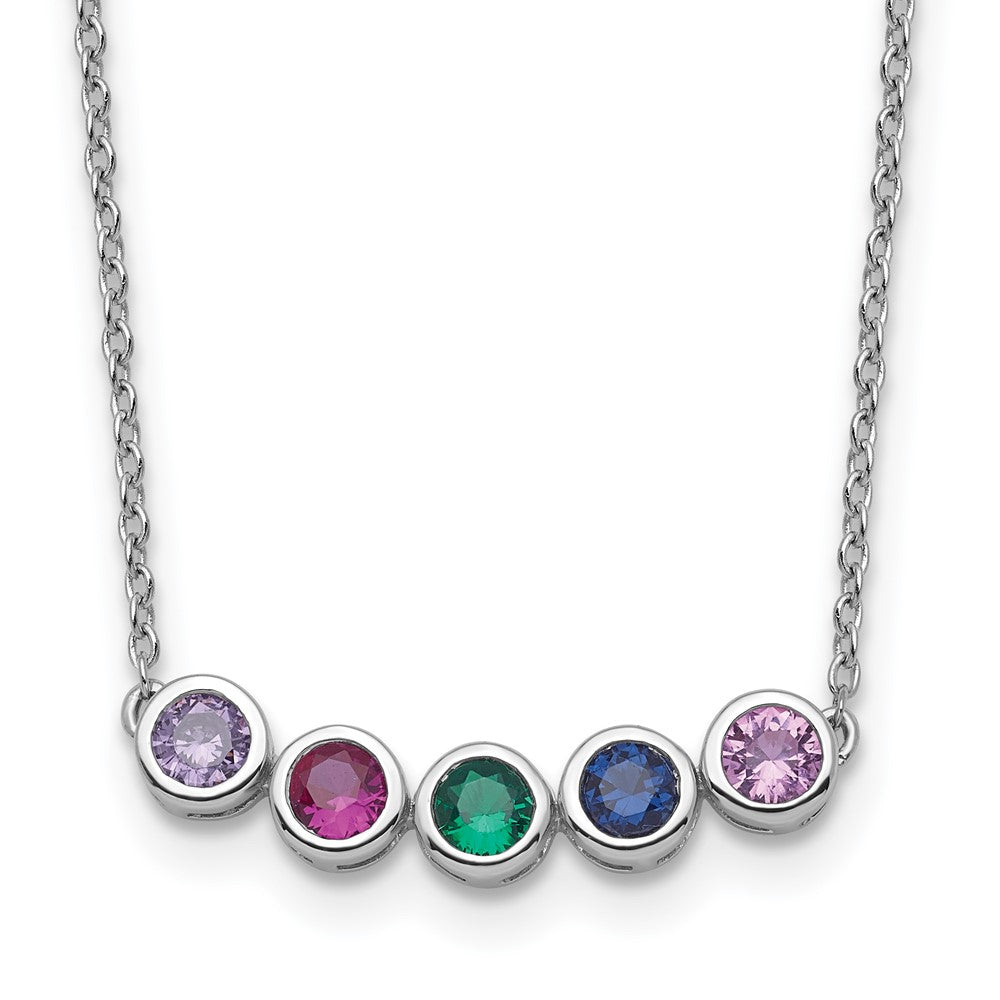 14KW 5 Genuine Birthstone Complete Family Necklace