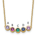 14K 5 Synthetic Birthstone Complete Family Necklace