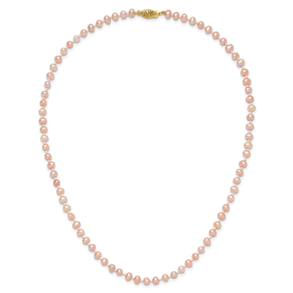 14k 4-5mm Pink Near Round Freshwater Cultured Pearl Necklace