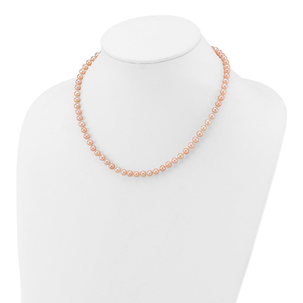 14k 5-6mm Pink Near Round Freshwater Cultured Pearl Necklace