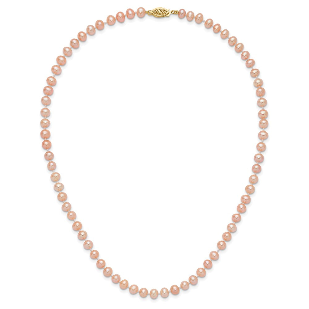 14k 5-6mm Pink Near Round Freshwater Cultured Pearl Necklace