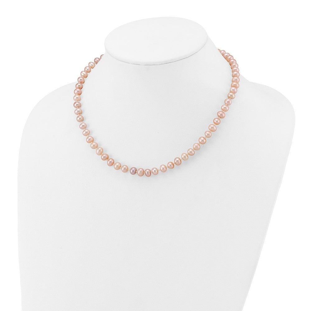 14k 6-7mm Pink Near Round Freshwater Cultured Pearl Necklace