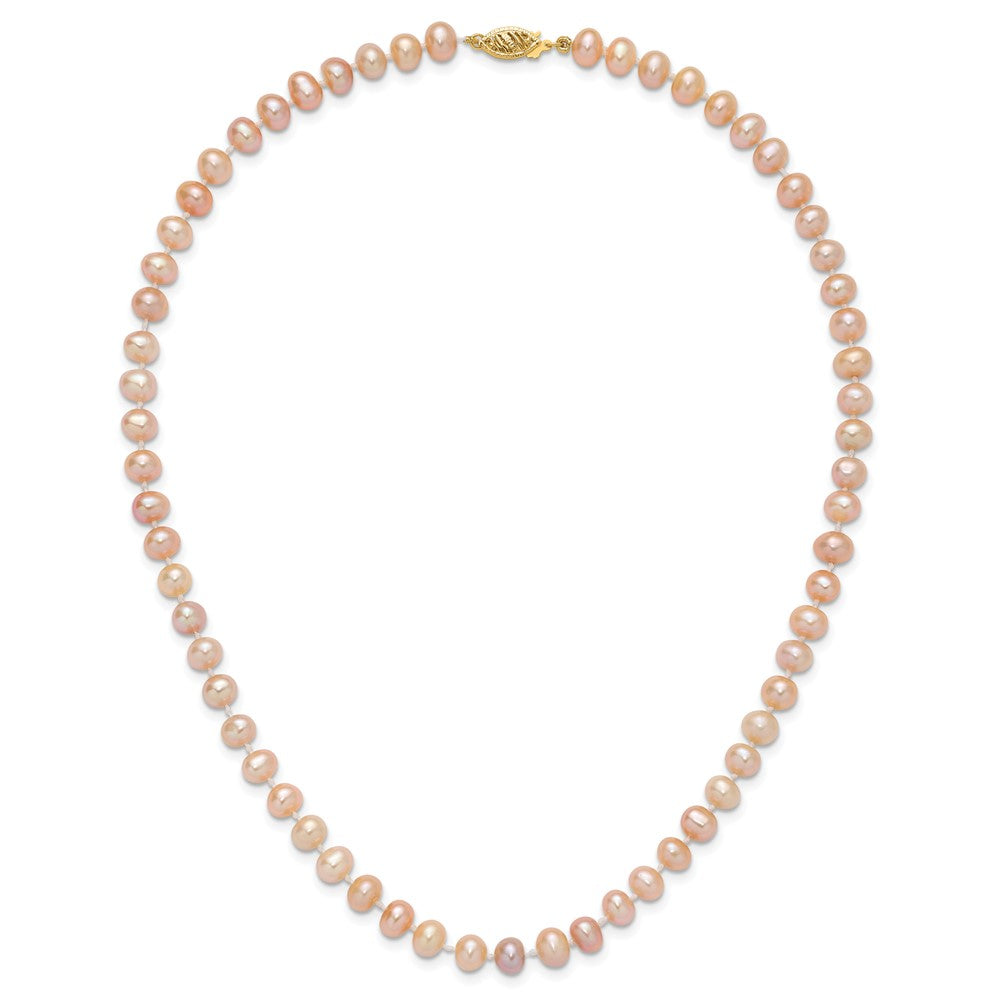 14k 6-7mm Pink Near Round Freshwater Cultured Pearl Necklace