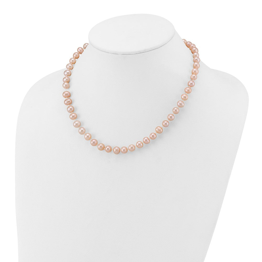 14k 7-8mm Pink Near Round Freshwater Cultured Pearl Necklace