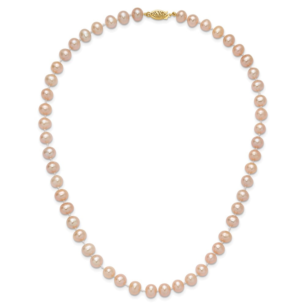 14k 7-8mm Pink Near Round Freshwater Cultured Pearl Necklace