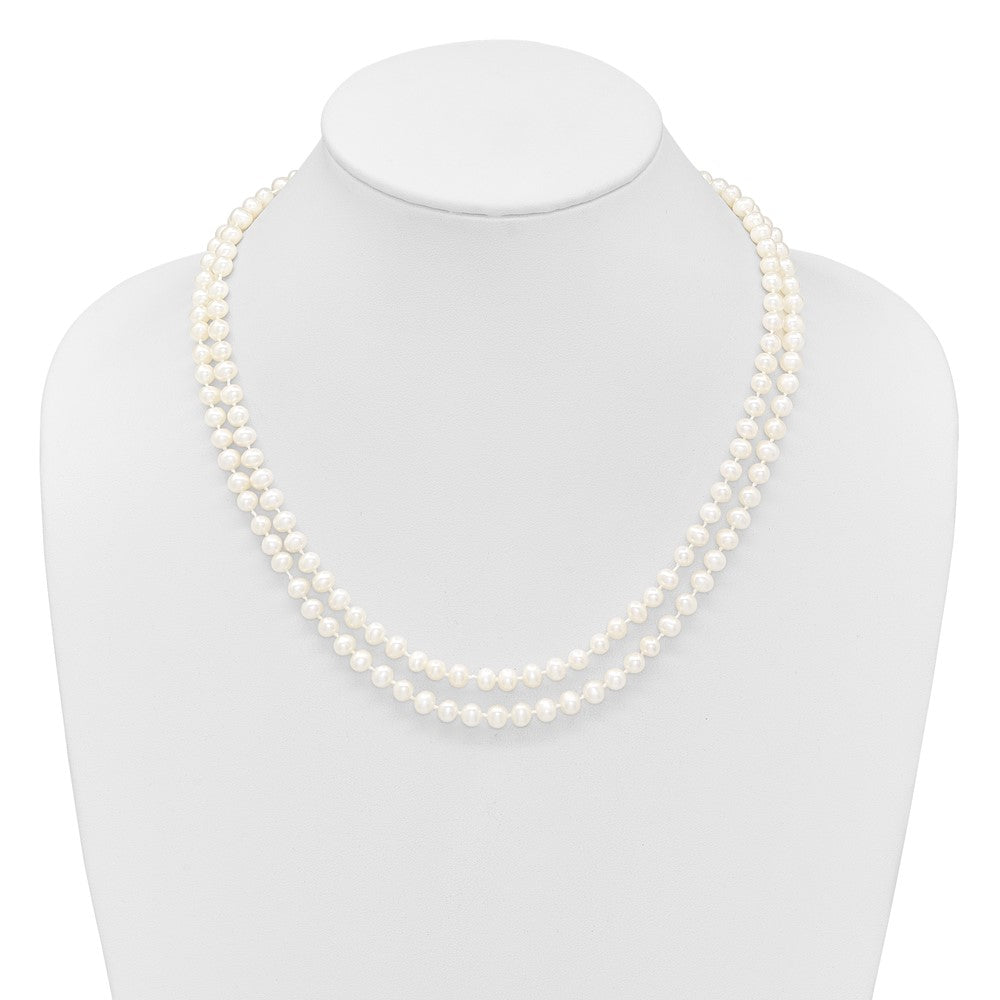 14k 5-6mm White Near Round FW Cultured Pearl 2-strand Bracelet