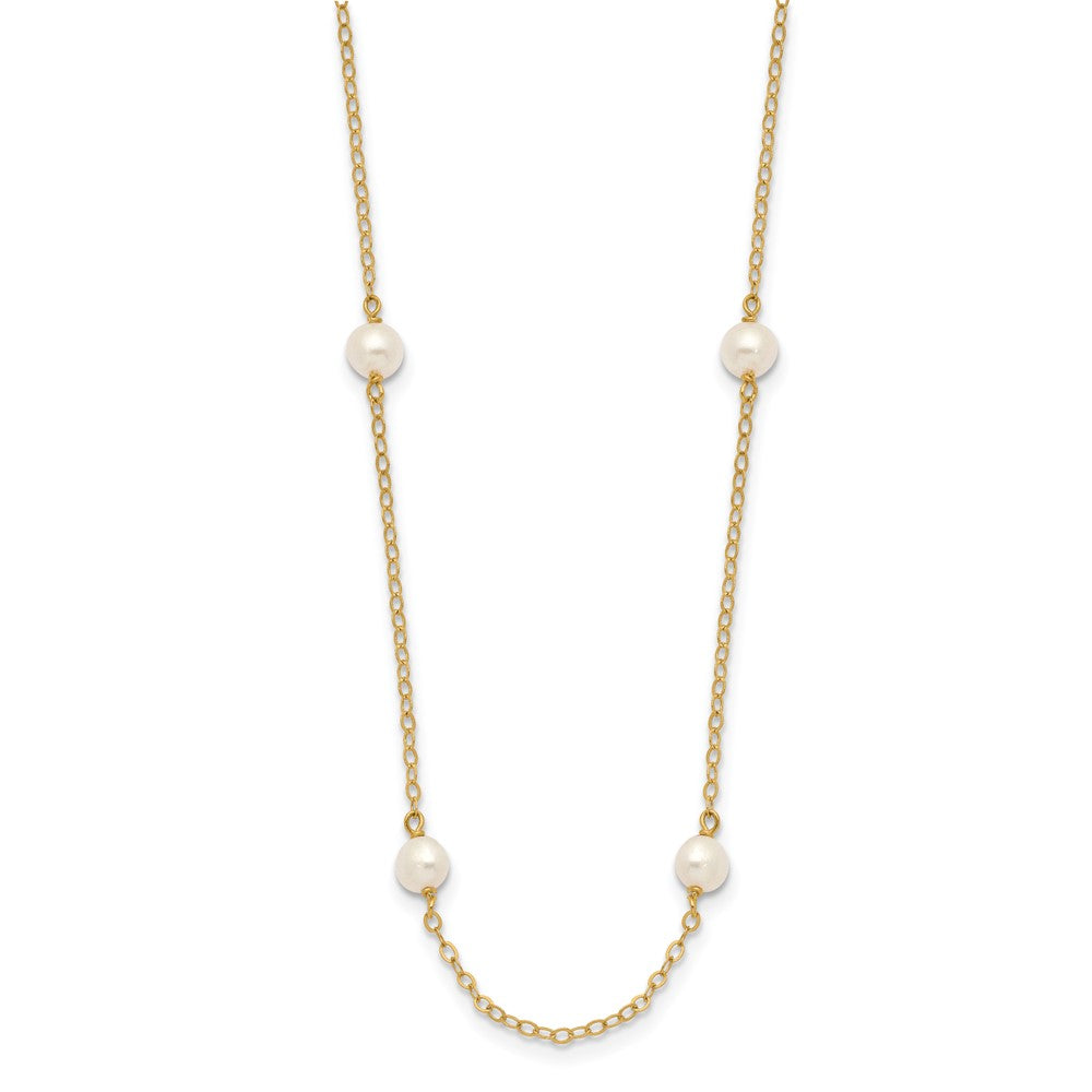 14K 4-5mm White Near Round Freshwater Cultured Pearl 8-station Necklace