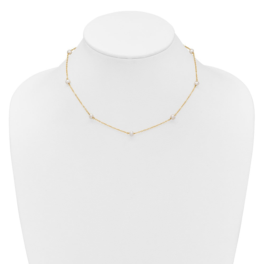 14K 4-5mm White Near Round Freshwater Cultured Pearl 8-station Necklace