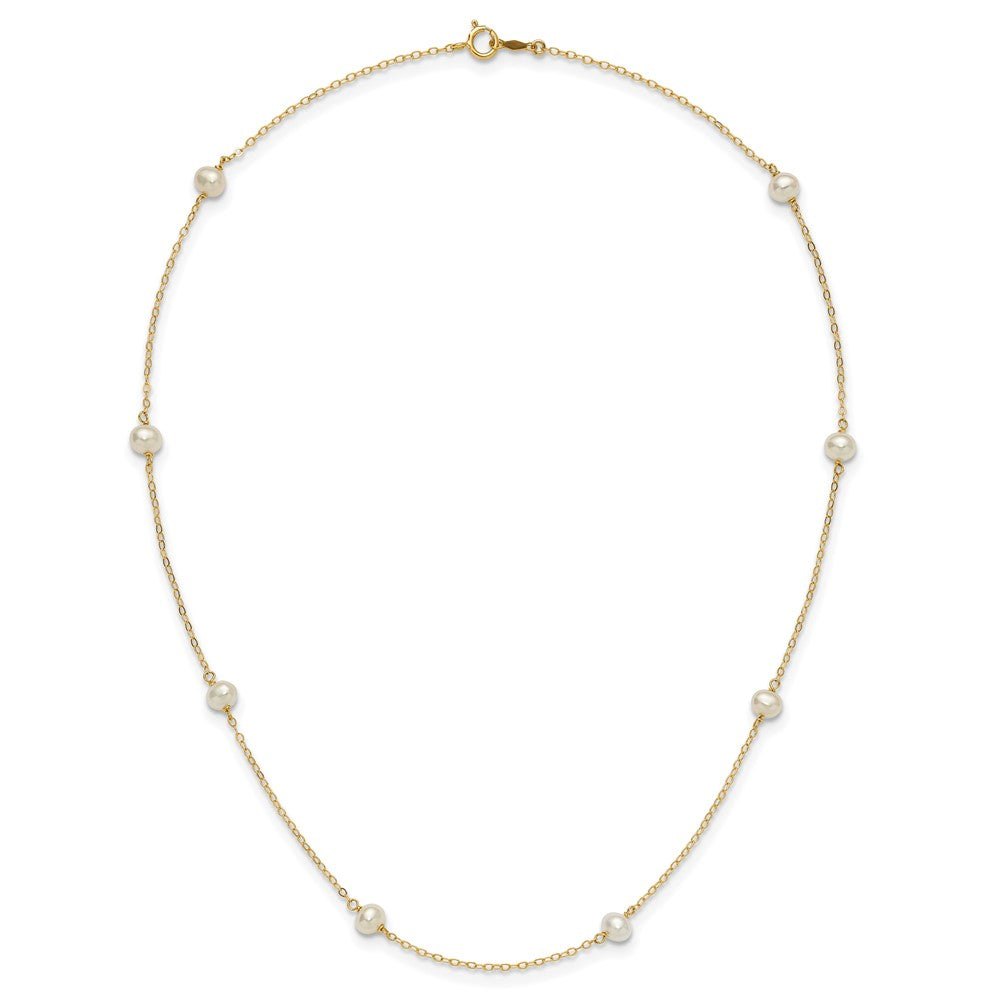 14K 4-5mm White Near Round Freshwater Cultured Pearl 8-station Necklace