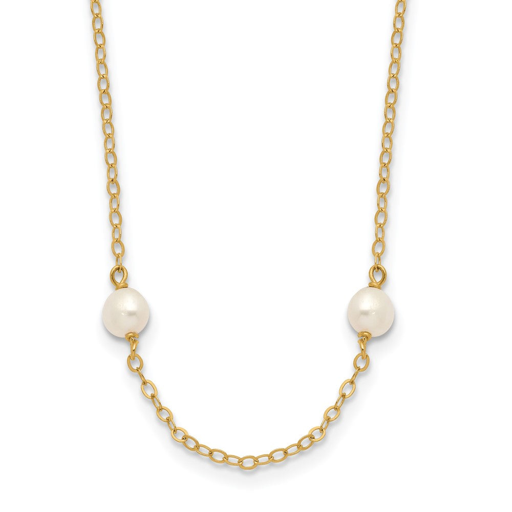 14K 4-5mm White Near Round Freshwater Cultured Pearl 8-station Necklace