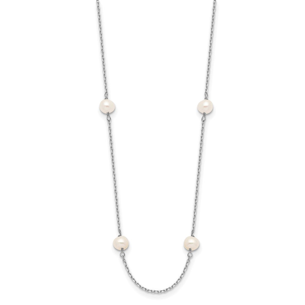 14K WG 4-5mm White Near Round FW Cultured Pearl 8-station Necklace