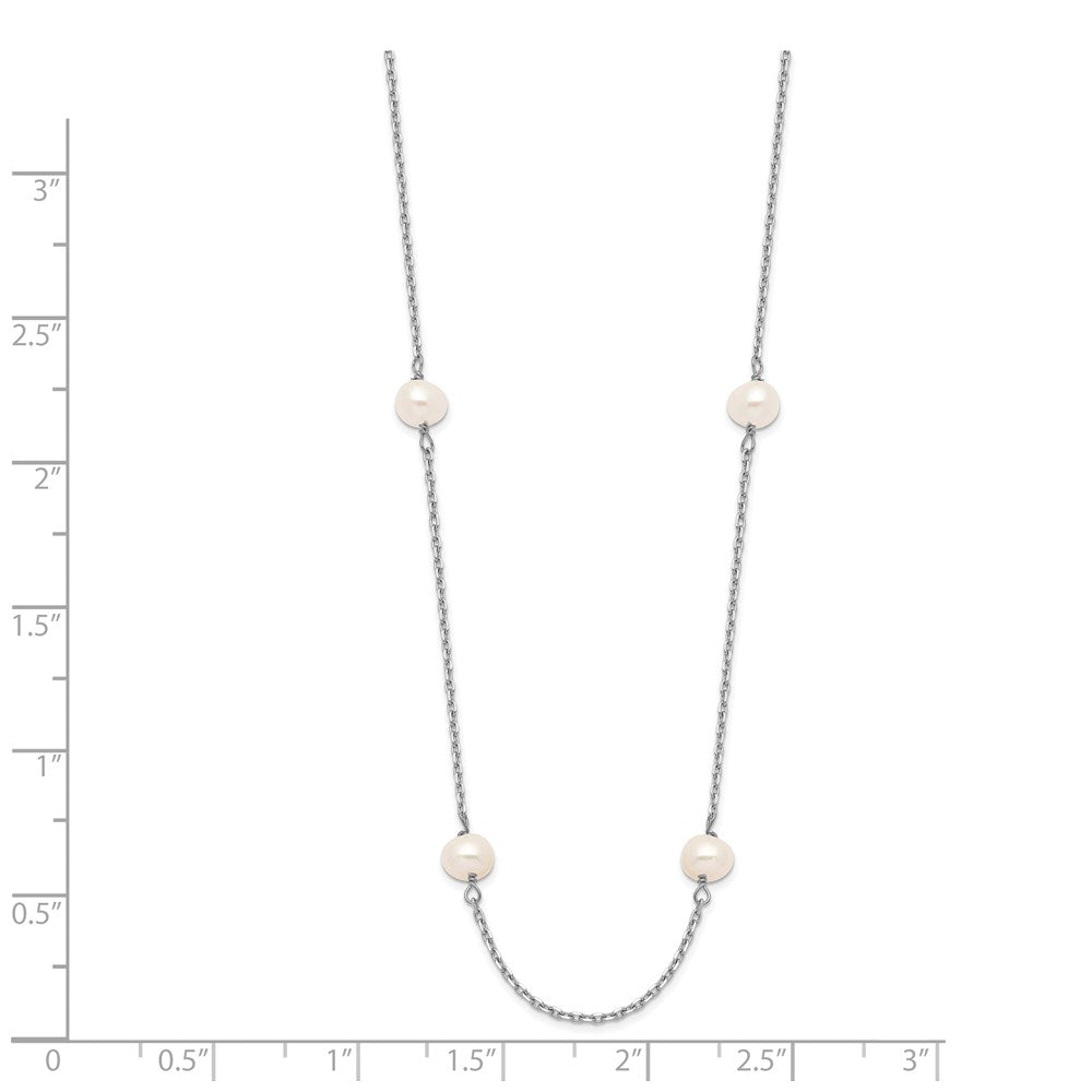 14K WG 4-5mm White Near Round FW Cultured Pearl 8-station Necklace