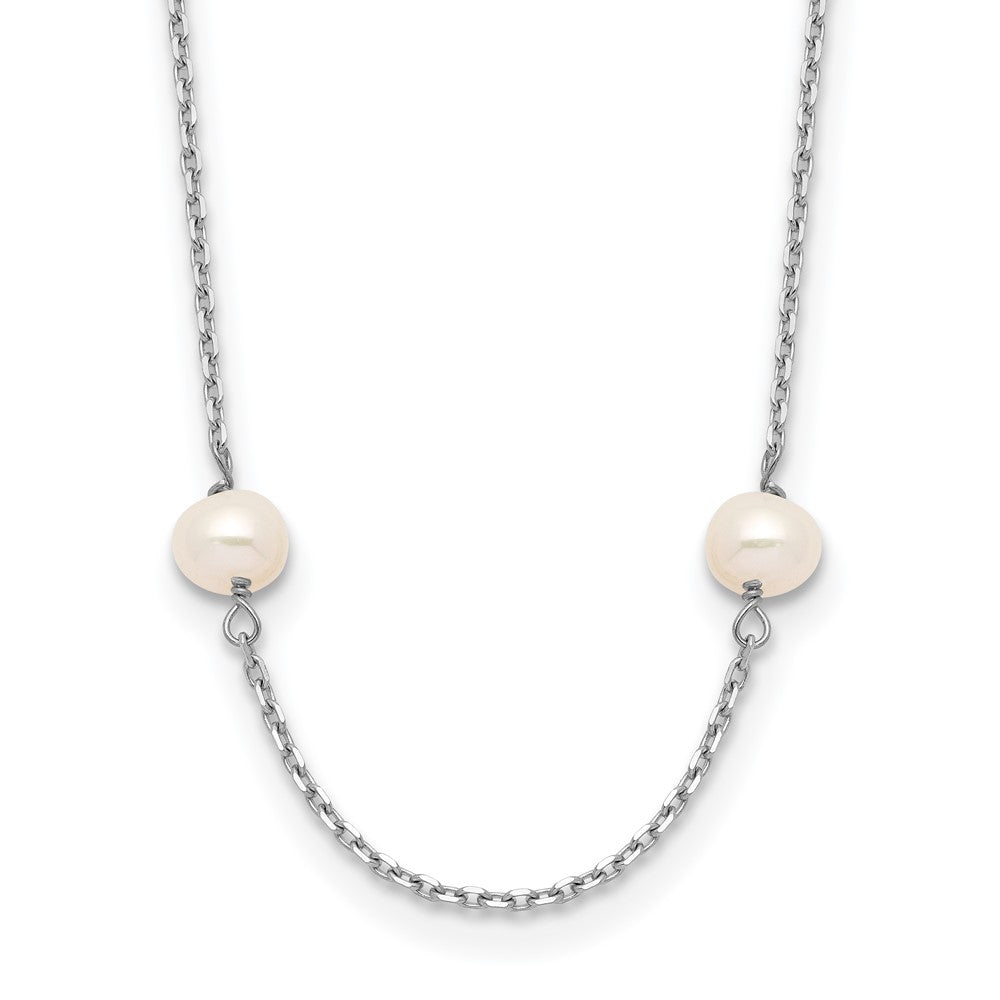 14K WG 4-5mm White Near Round FW Cultured Pearl 8-station Necklace