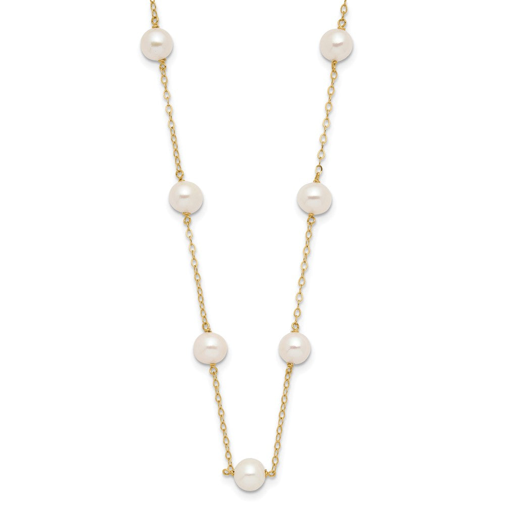 14K 5.5-6.5mm White Near Round FW Cultured Pearl 12-station Necklace