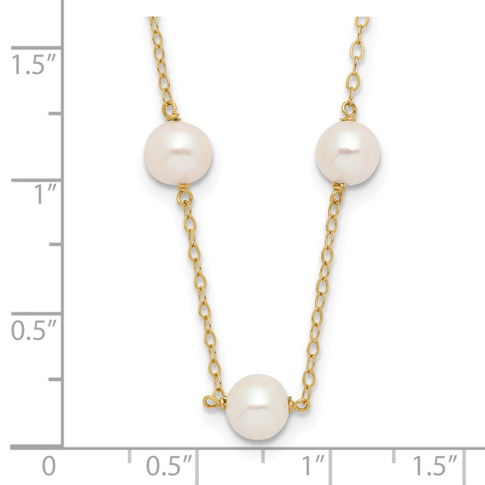 14K 5.5-6.5mm White Near Round FW Cultured Pearl 12-station Necklace