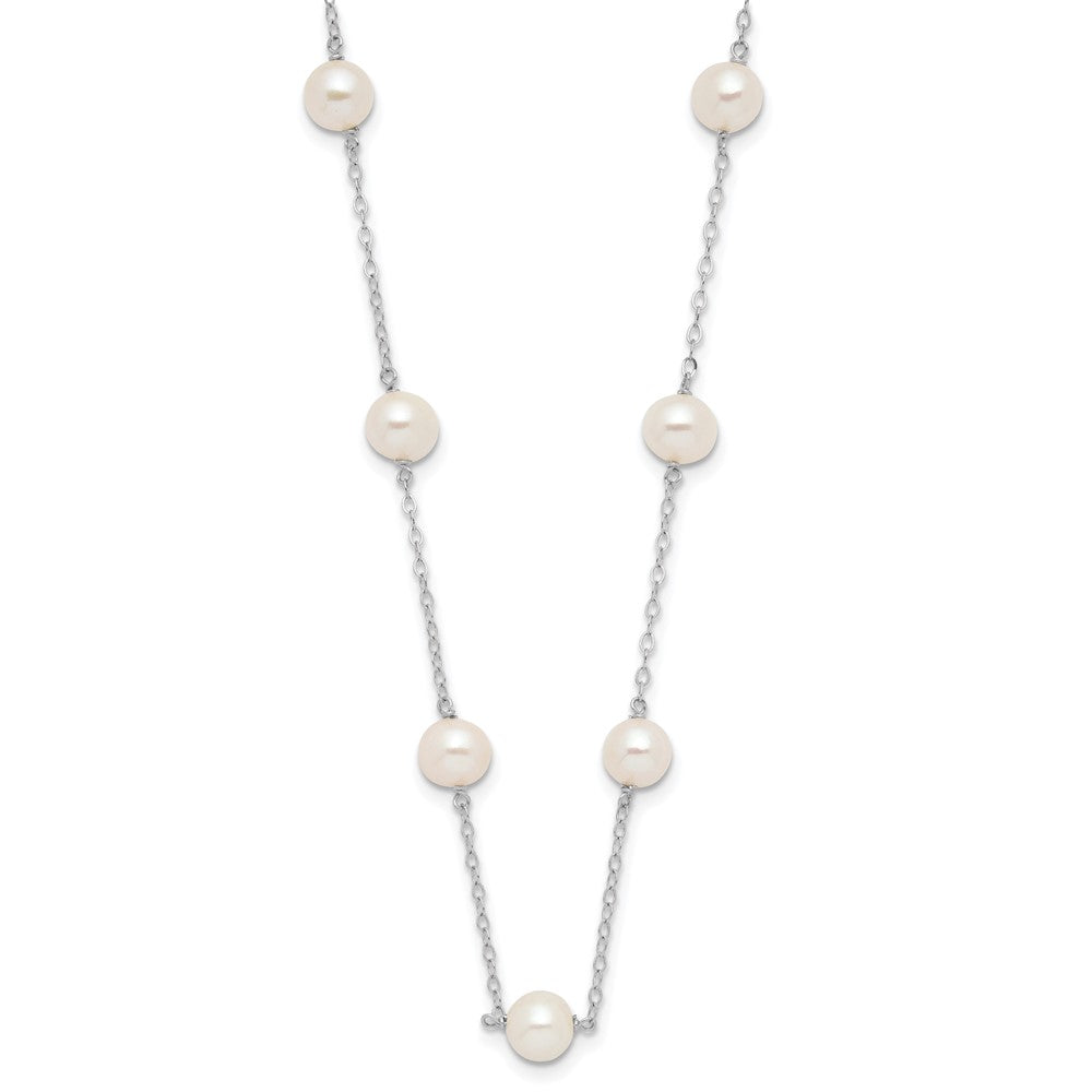 14K WG 5.5-6.5mm White Near Round FWC Pearl 12-station Necklace