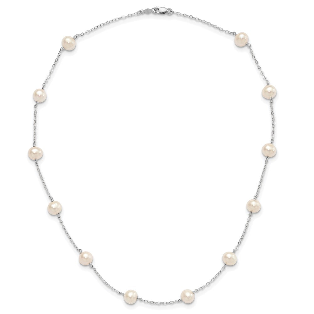 14K WG 5.5-6.5mm White Near Round FWC Pearl 12-station Necklace