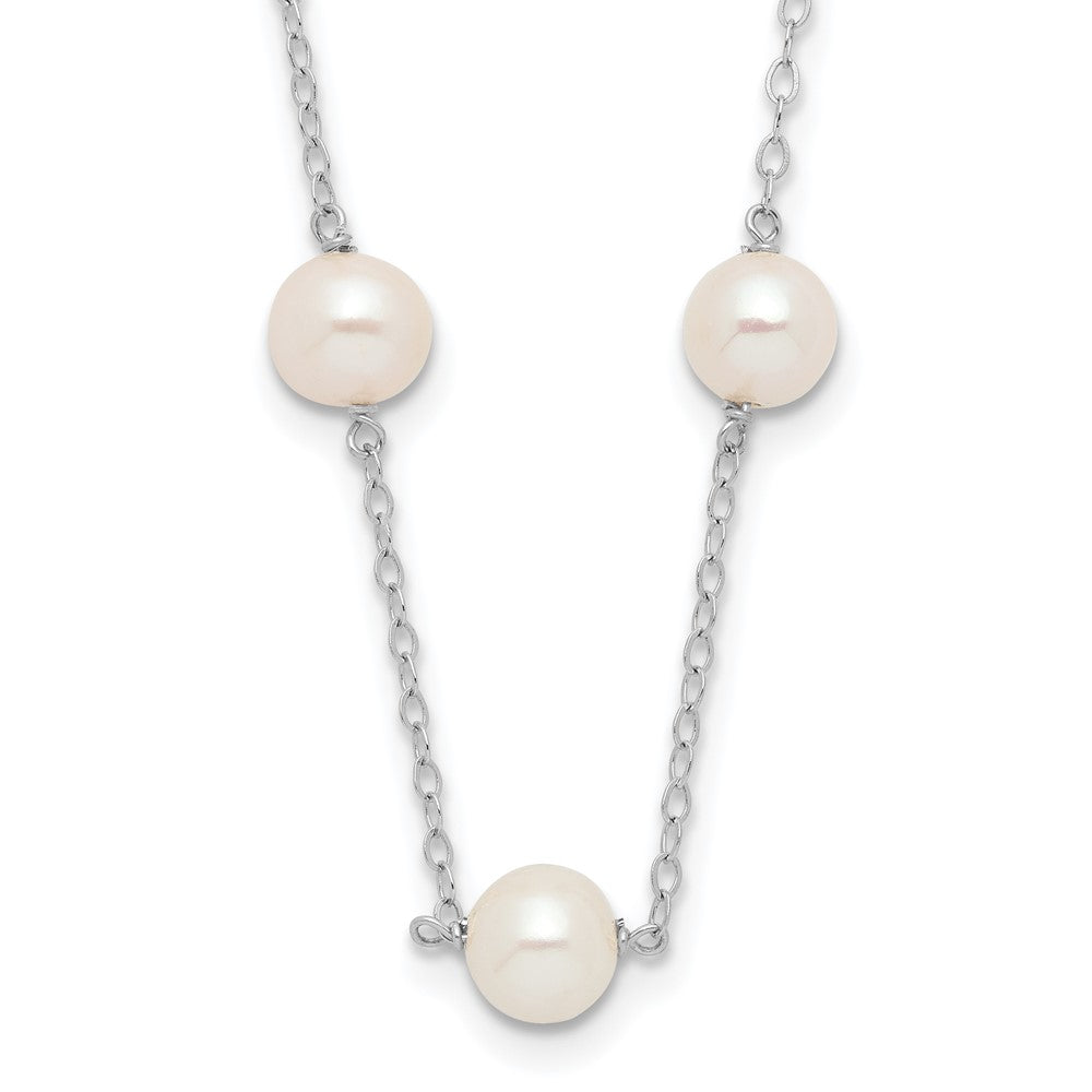 14K WG 5.5-6.5mm White Near Round FWC Pearl 12-station Necklace
