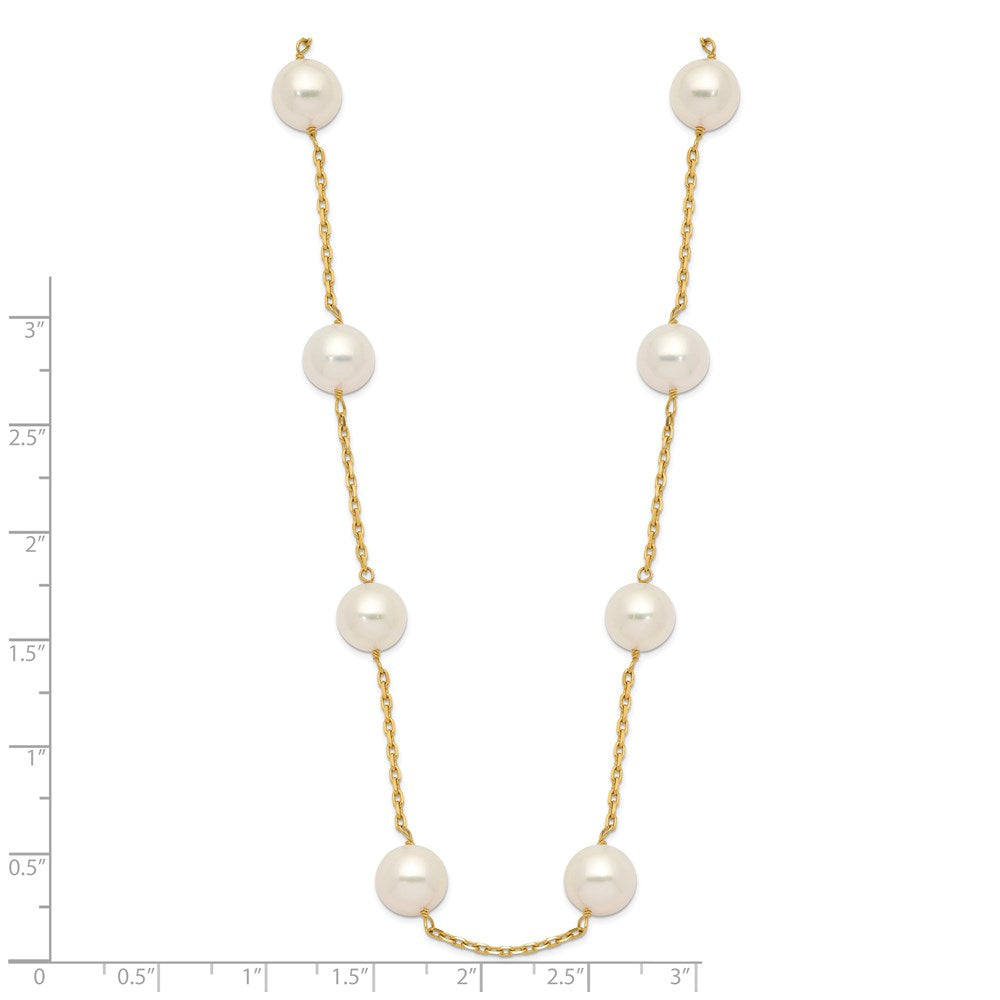 14K 8-9mm White Near-Round Freshwater Cultured Pearl 14-station Necklace