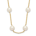 14K 8-9mm White Near-Round Freshwater Cultured Pearl 14-station Necklace
