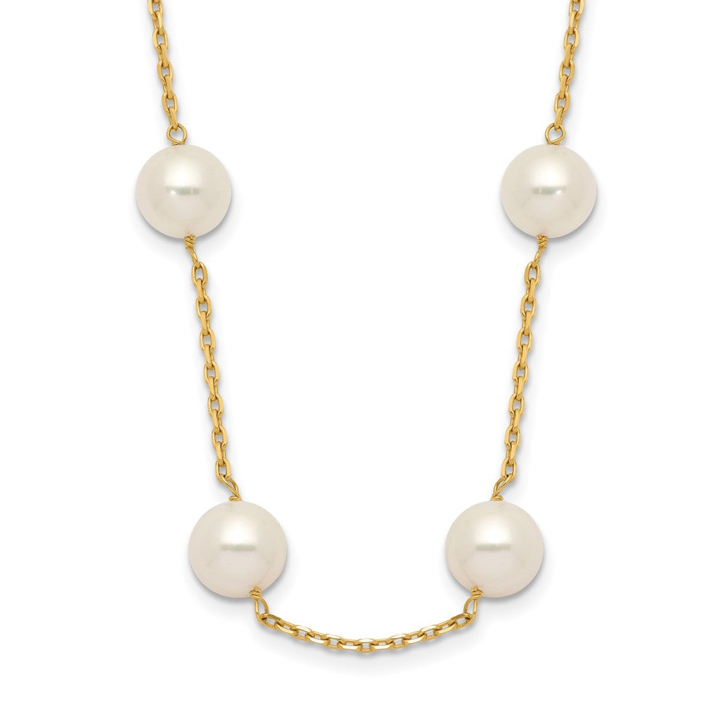 14K 8-9mm White Near-Round Freshwater Cultured Pearl 14-station Necklace