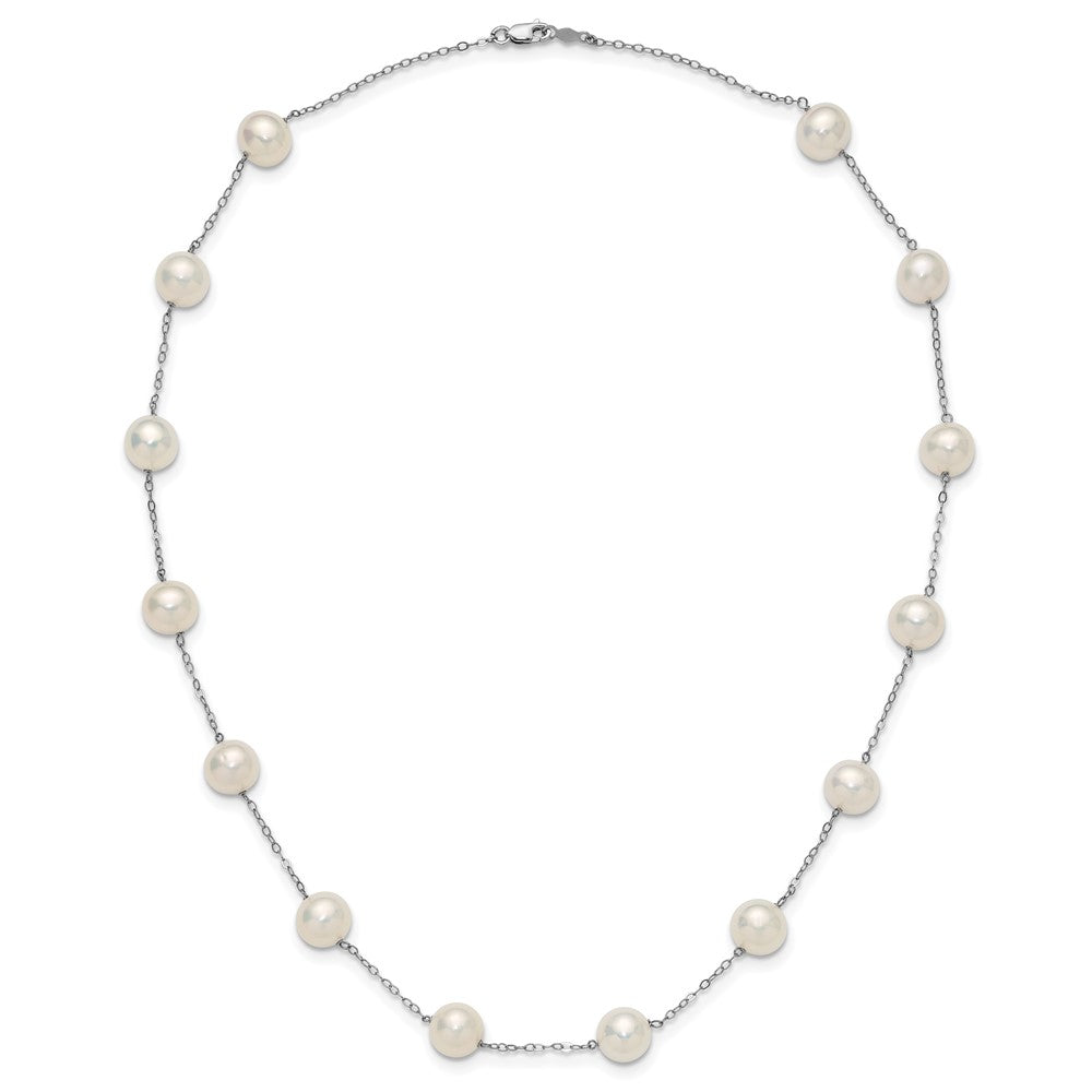 14K White Gold 8-9mm White Freshwater Cultured Pearl 14-station Necklace