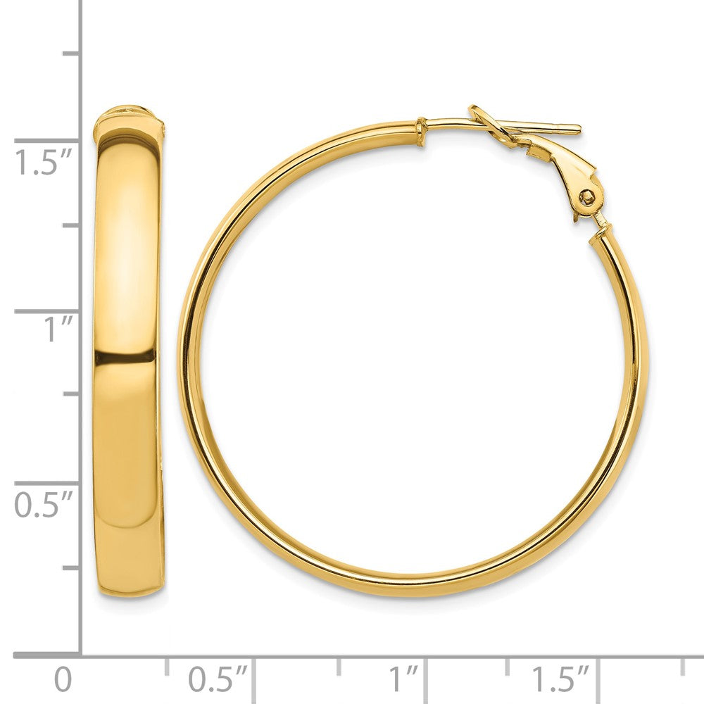 14k High Polished 5mm Omega Back Hoop Earrings