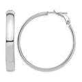 14k White Gold High Polished 5mm Omega Back Hoop Earrings
