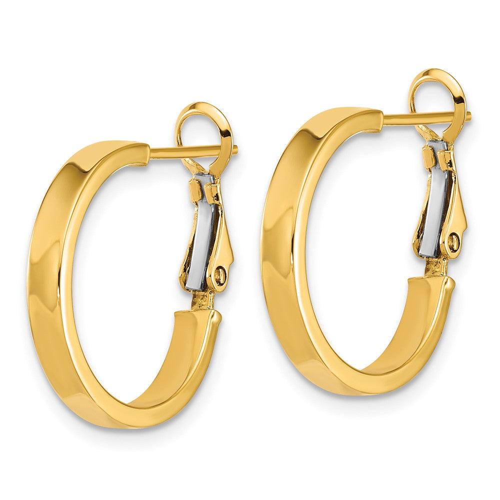 14k 3mm Polished Square Tube Round Hoop Earrings