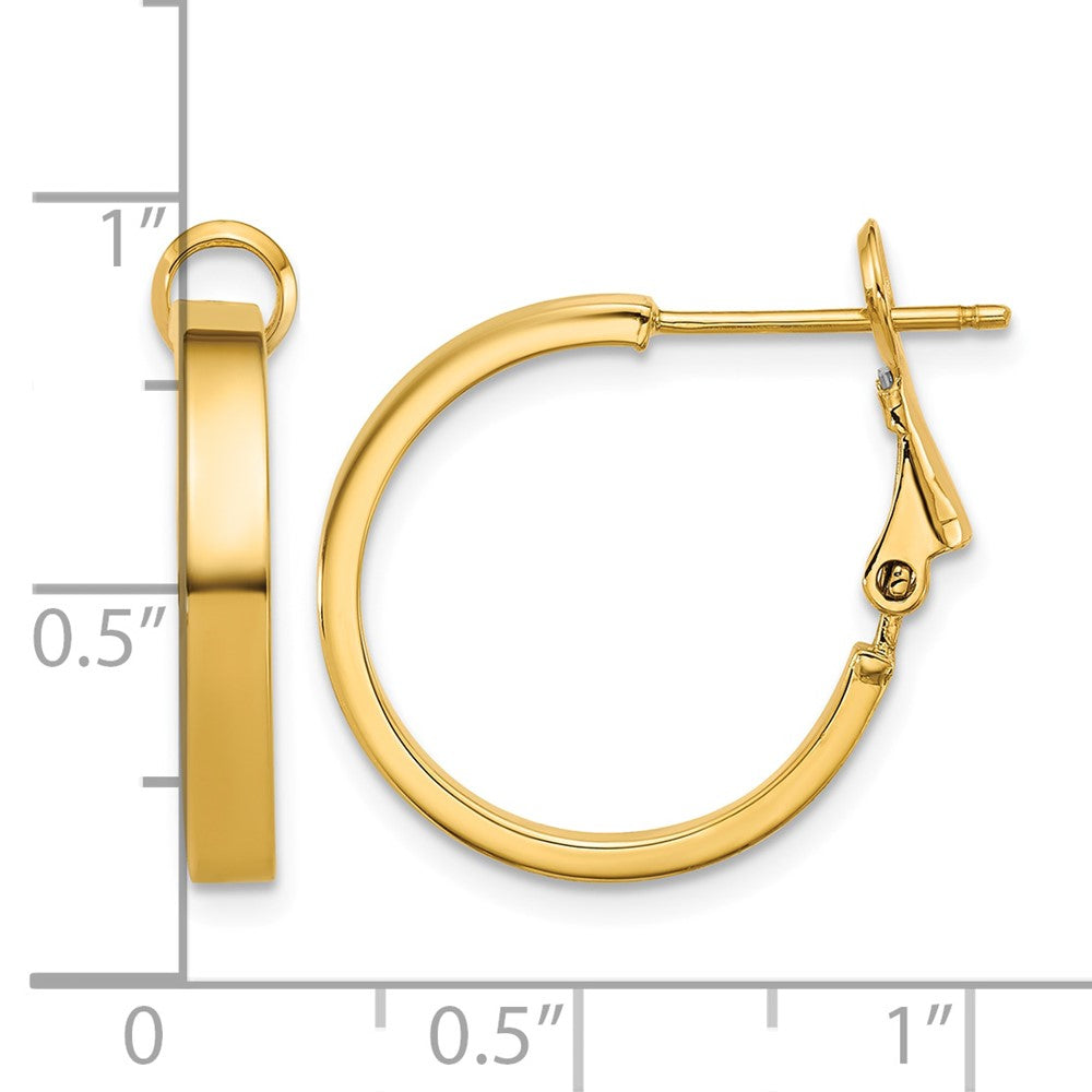 14k 3mm Polished Square Tube Round Hoop Earrings