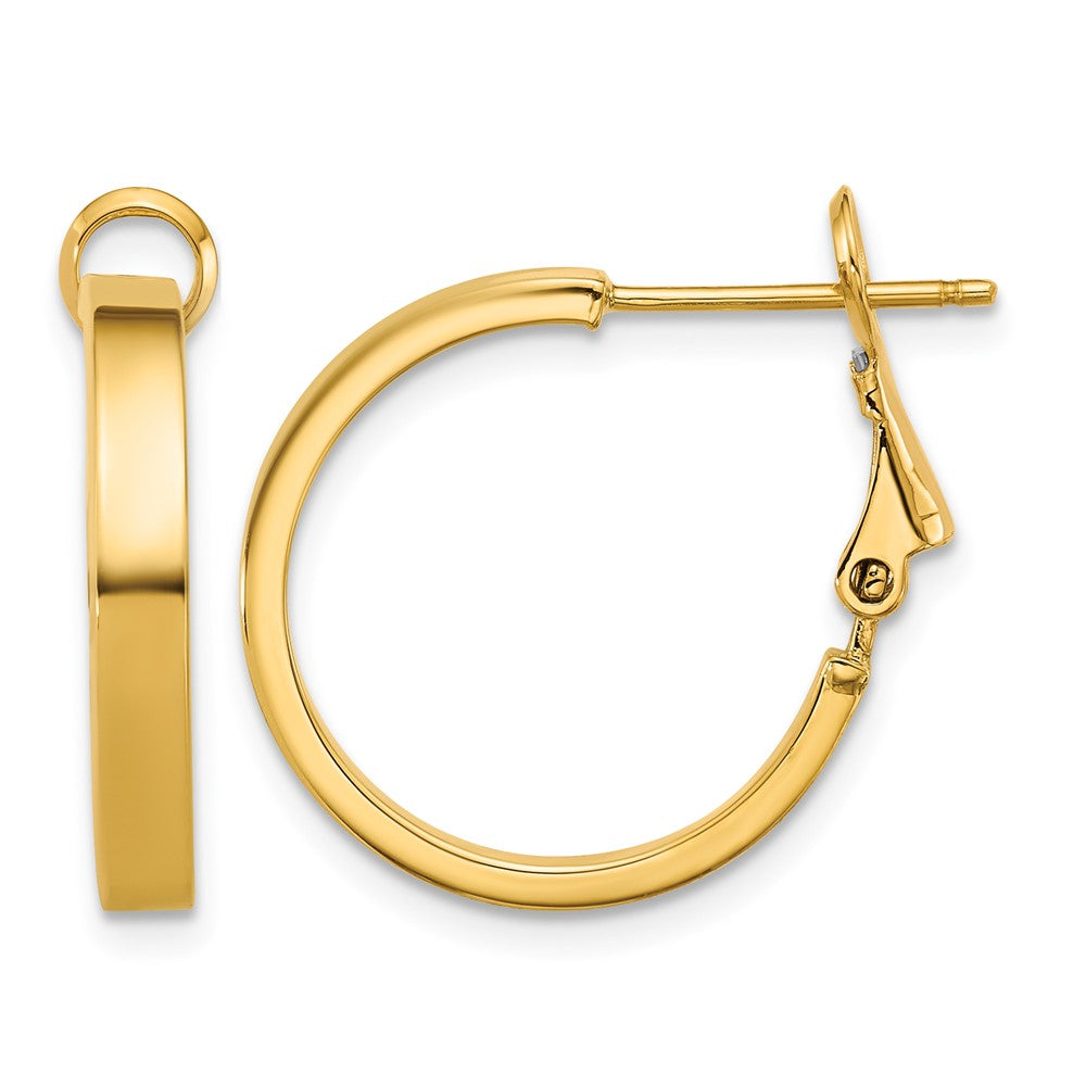 14k 3mm Polished Square Tube Round Hoop Earrings