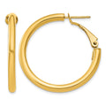 14k 3x32mm Polished Round Omega Back Hoop Earrings