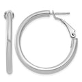14k White Gold 3x32mm Polished Round Omega Back Hoop Earrings