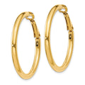 14k 3x36mm Polished Round Omega Back Hoop Earrings