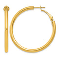 14k 3x41mm Polished Round Omega Back Hoop Earrings