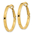 14k 3x30mm Polished Square Tube Round Hoop Earrings