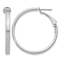 14k White Gold 3x30mm Polished Square Tube Round Hoop Earrings