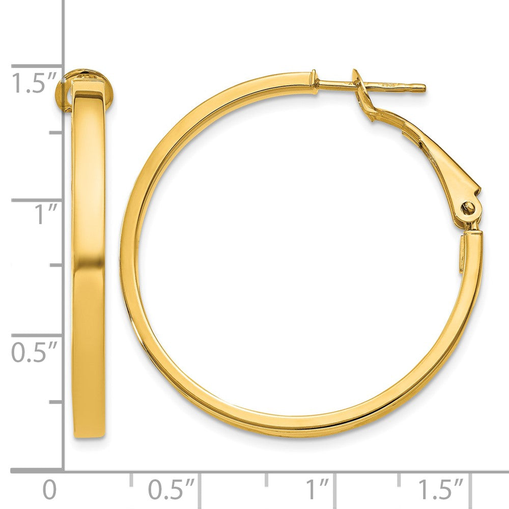 14k 3x35mm Polished Square Tube Round Hoop Earrings