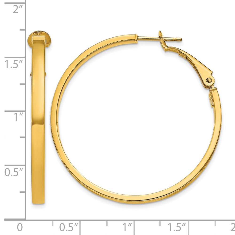 14k 3x40mm Polished Square Tube Round Hoop Earrings