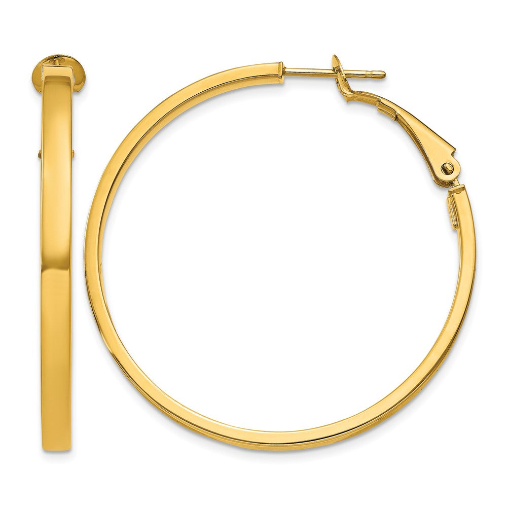 14k 3x40mm Polished Square Tube Round Hoop Earrings